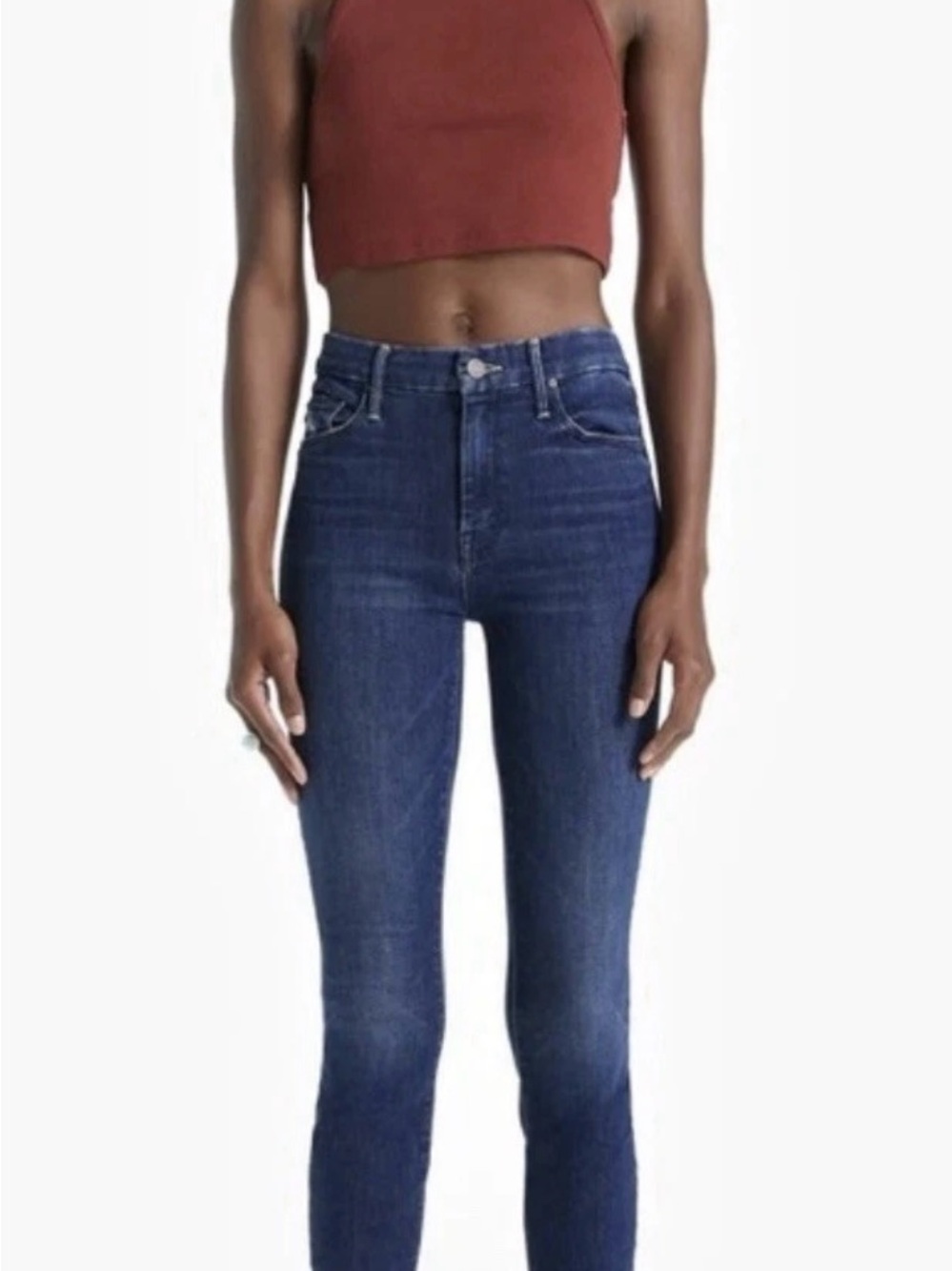 Mother Jeans Women’s 28 Dark Blue Crop The Looker Skinny Mid Rise Stretch Denim